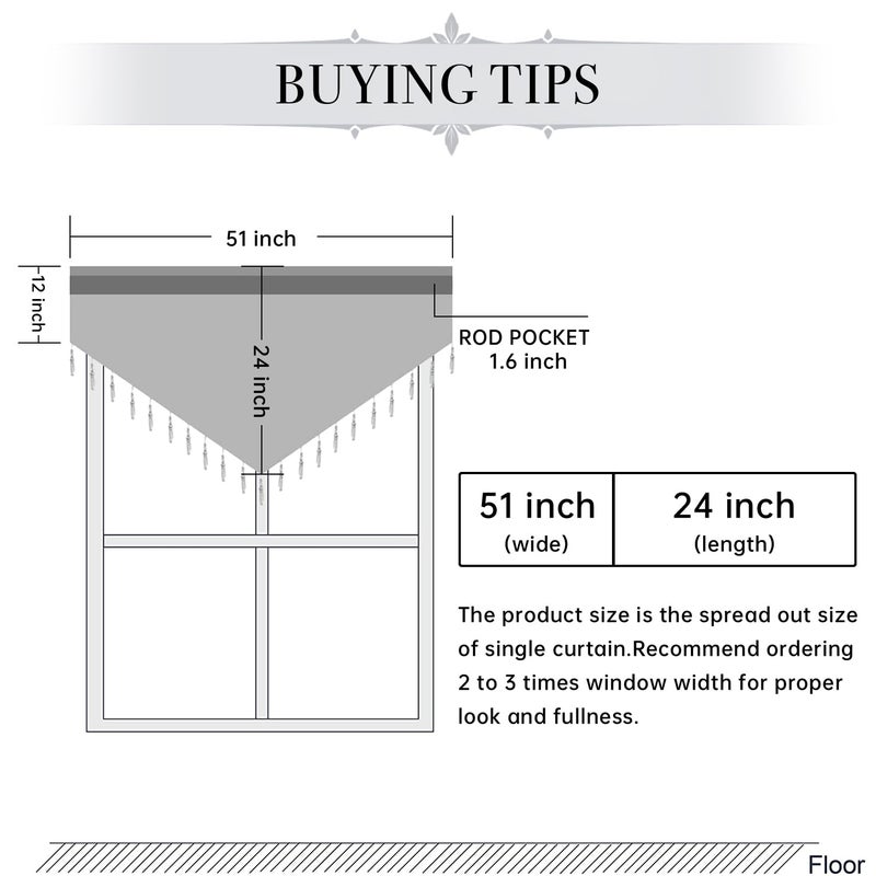 WUBODTI Orange Beaded Sheer Curtain Valances for Kitchen Windows, Triangle Sheer Voile Swag Valance Curtains Boho Bead Tassels Window Valances for Bedroom Bathroom Living Room,3PCs, Each W51 x L24 - Image 5